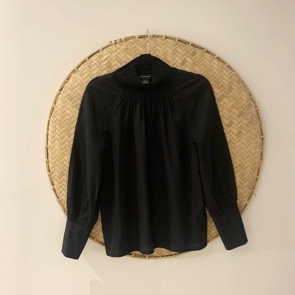 GORGEOUS BLACK CLUB MONACO BLOUSE W/ RUCHING DETAIL - SMALL - Picture 3 of 11